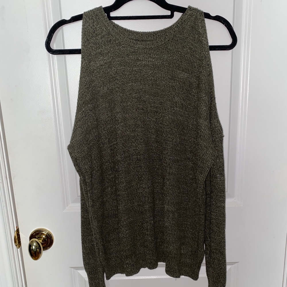 Green off the shoulder Hollister sweater